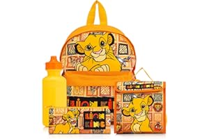 Disney Lion King 4 Piece Backpack School Set for Kids | Includes Lunch Bag, Water Bottle, Pencil Case | Boys Girls Backpack with Kangaroo Pocket | Back to School Set Ages 3-7 Years