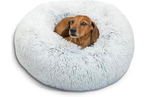 BEST FRIENDS BY SHERI The Original Calming Donut - Legowisko dla psa i kota z puszystą powłoczką - Można prać w pralce - frost - 58 cm x 58 cm - rozmiar S