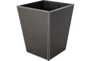 OSCO Brązowy kosz na śmieci ze sztucznej skóry, kwadratowy, wysokość 28,5 cm, średnica – 23 cm, kosz na śmieci, kosz na odpady, pojemnik na odpady, pojemnik na recykling, biuro, dom, łazienka