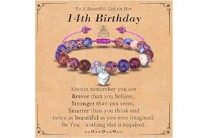 KORAS 13th 14th 15th 16th 17th 18th Birthday Gifts for Girls, Heart Charm Beaded Bracelet 13th-18th Birthday Bracelet Gift, 13-18 Year Old Gifts for Girls