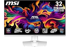 MSI MPG 321URXW QD-OLED 31.5 Inch 4K UHD Gaming Monitor - 3840 x 2160 Quantum Dot OLED Panel, 240Hz / 0.03ms, 99% DCI-P3, ΔE≤2, DisplayHDR True Black 400, KVM, RGB - DP 1.4a, HDMI 2.1, USB Type-C