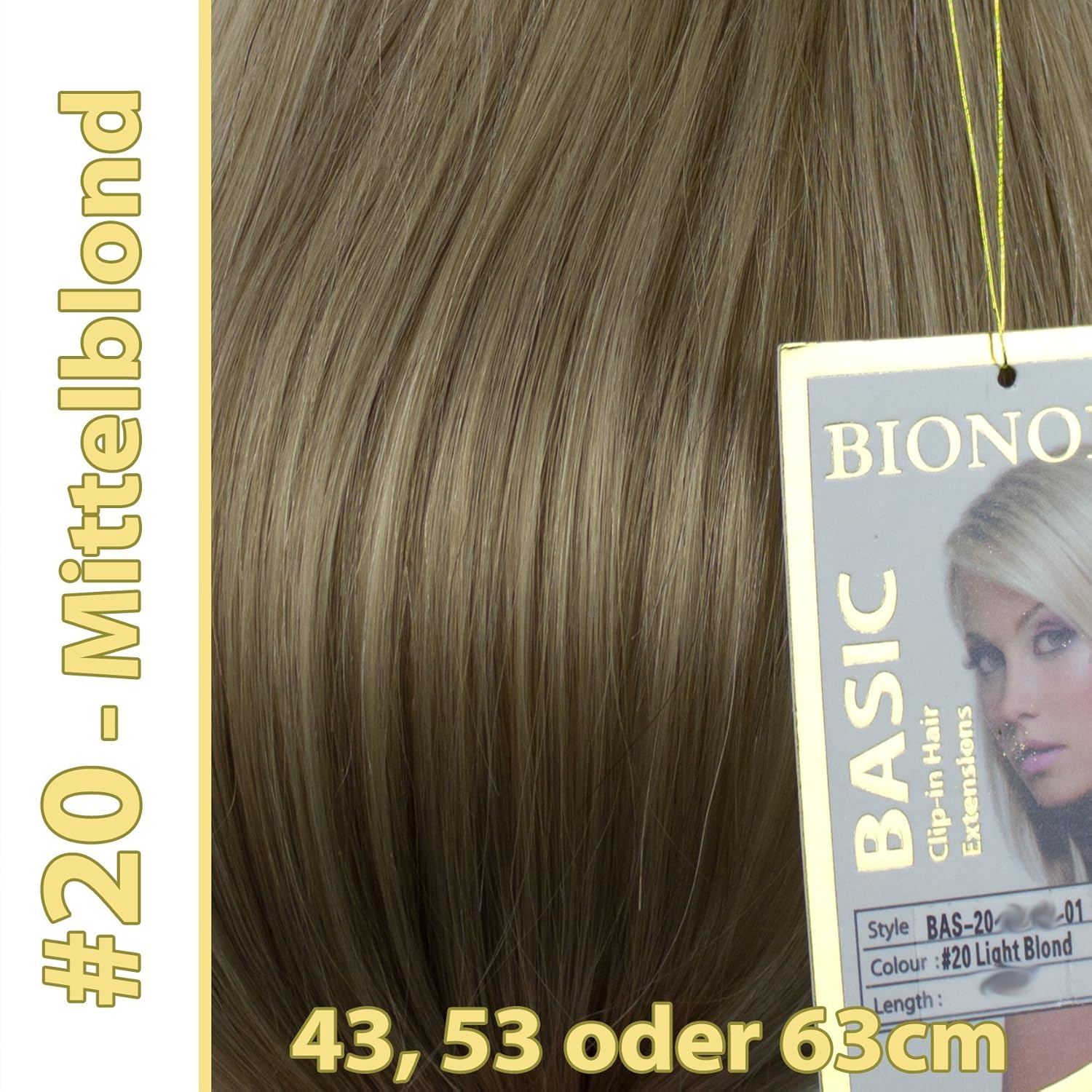 Clip in Haar Extensions mit Echthaar 20 Mittelblond in 40cm 50cm od 60cm BASIC von BIONORA Haarverlängerung Amazon Beauty