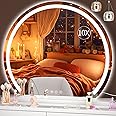 Hasipu - Vanity Mirror with Lights, 80 x 65cm LED Makeup Mirror, Dimmable Mirrors with 3 Colors and Smart Touch Control, White