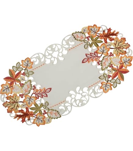 Chemin de table en dentelle brodée, largeur 36 cm, blanc cassé Chemin de table en dentelle brodée, largeur 36 cm, blanc cassé