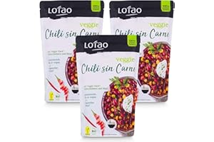 ‎LOTAO LOTAO Veganes Chili Sin Carne 3x 320g Set | Würziges veganes Fertiggericht mit Veggie Hack Fleischersatz | Schnelle vegetarische und vegane Fertigessen + Lebensmittel ohne Zusatzstoffe und Soja