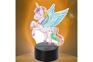 CHARFIA Cadeau Fille 3 4 5 6 7 8 9 Ans Enfants, Cadeaux Licornes pour Filles, Jouet Fille 4 5 6 7 8 9 10 Ans, Jouet Licorne pour Filles Lampe Veilleuse Licorne, Cadeau d'anniversaire de Peinture au Diamant