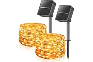 STANBOW Guirlande Lumineuse Solaire Extérieure, 2 Pièces 12M 100 LED Guirlande Lumineuse Extérieure, Imperméable avec 8 Modes d'éclairage Guirlande Lumineuse pour Balcon, Jardin, Arbres,Terrasse( Blanc Chaud)