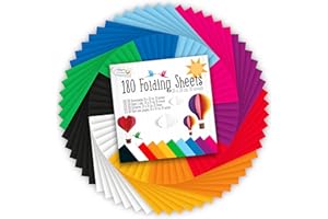 Craft Sensations Papier Origami Couleur 20 x 20 cm – 180 Feuilles d'origami double face Kit de bricolage enfant - avec Instructions, nombreuses formes