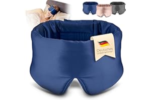 bene-sleep. Bio Seide Schlafmaske - zertifiziert, weich und größenverstellbar - Augenmaske für Frauen, Herren und Kinder. Zu Hause und zum Reisen. Längerer REM-Schlaf. (Deep Navy)