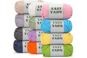 DIPEER 12x50g Chunky Yarn for Crochet, Easy Yarn Crochet YarnThick Yarns for Crochets with Easy-to-See Stitches, Stitch Markers, Crochet Accessories, Easy Crochet Starter Kit for Beginners