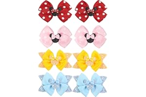 YAPARTIFA Minnie Mouse Hair Bows for Girls - Hair Clips for Kids with Alligator Clips, Cute Mouse Ears Hair Accessories for Toddler Girls,Hair Bows for School, Party, Christmas,Children's Day Gift (8 Pack)