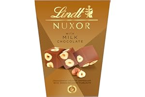 Lindt Nuxor Milk Chocolate Ganache with Whole Roasted Hazelnuts – 150g – Christmas, Gift or Sharing Box – Luxury Swiss Chocolate for Him & Her