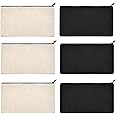 Lify DIY Craft Blank Bag Canvas Makeup Pencil Pouch with Zipper- Multipurpose Pen Pencil Case Cotton Canvas Cosmetic Bag Travel Cosmetic Bag -6 Piece Pack