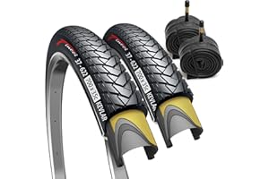 Fincci Gravel 700 x 35c Tyres - Pair Urban Foldable Kevlar 700c Tyres with 1mm Nylon Puncture Proof and 2x 37-622 Inner Tube - Tyre 60 TPI for Electric, Hybrid, Road and Touring Bicycles