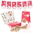 Weihnachts-Goodie-Bags Set – 24 Papiertüten + 24 Aufkleber Für Geschenke & Party