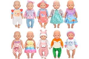 EBUDDY 10 Sets Doll Clothes And Accessories Play Set Outfits Dresses for 43cm / 17 inch Baby Dolls (No Doll)