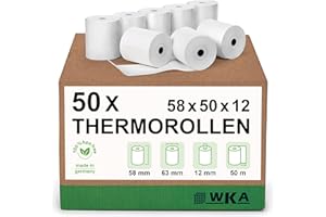 WKA 50 thermal rolls 58 mm x 50 m x 12 mm for Quorion CR-30T, receipt rolls, till rolls, thermal receipt rolls