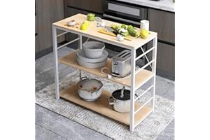 SogesHome Scaffale da Cucina in Legno Microonde Scaffali Stazione di Lavoro Cucina Armadio per la Conservazione Mensola della Cucina Carrello di Servizio 90 cm x 40 cm x 80 cm