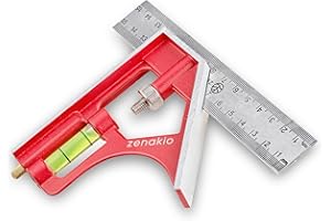 Squadra Combinata 15 cm - Misurazione e Marcatura Precise - Righello Angolare in Acciaio Inox - Ideale per Lavorare il Legno e il Metallo - Squadra Combinata Professionale Zenakio