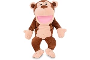 FIESTA CRAFTS LTD Fiesta Crafts Monkey Hand Puppet for Kids - Soft & Interactive Monkey Toy with Moving Mouth & Arms for Role Play, Creativity & Sensory Skills Toys for 3-9 Year Old Boys & Girls