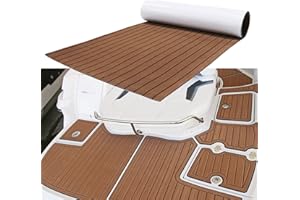 MIJOBS EVA Teak Decking for Boats, Boat Decking Sheet Anti-slip and High-temperature Resistant DIY Self-adhesive Teak Floor Mat for Yachts, RVs, Boats, Gardens, Brown