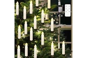 Lewondr Christmas Tree Candle Lights 30 LED, Flickering Clip on Flameless Candles with Remote Timer & 4 Modes, Xmas Tree Candle Lights Holiday Ornaments for Trees Windows Party Wedding, White