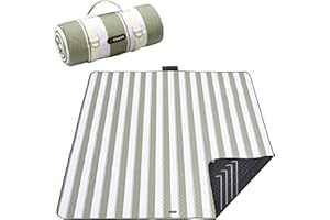 HX&OD Outdoor-Picknickdecke, extra groß, wasserdicht, Picknickmatte mit Heringen, faltbar, Campingdecke, tragbar mit Tragegurt für Strandmatte, Grün und Weiß, 203 x 152 cm