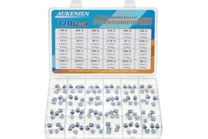 AUKENIEN 24 Werte 120 Stück Trimmer Potentiometer Vertikal Variabler Widerstand 100 200 300 470 500 220 1K 2K 3K 4,7K 5K 150K 10K 20K 30K 47K 50K 100K 200K 300K 470K 500K 1M 2M Ohm Klassifizierung Kit