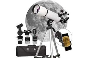 QQ CAT Télescope, Télescope Astronomique 80/600mm pour Adultes, Télescope Réfracteur pour Enfants et Débutants, Télescope Professionnel Puissant 24x-180x avec Adaptateur Téléphone Trépied Observer La Lune