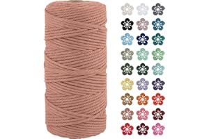 LEREATI Corda Macrame 3mm x 100m, Filo Macrame 3mm Cordoncino Cotone Naturale, 4 Fili Spago Colorato Cordino per Borse Uncinetto, Decorazioni Fai da Te, Arazzo da Parete, Cestini (Rosso Mattone)