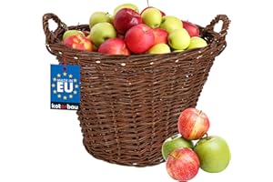 KOTARBAU® Weidenkorb mit Griffen - ø 60 cm - Blumen Korb - Aufbewahrung von Spielzeug - Holzkorb für Kaminholz - Erntekorb aus Weide - Aufbewahrungskörbe - Braun