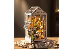 ROBOTIME Book Nook Maison de Poupée en Bois, DIY Miniature, Modèle de Maison Puzzle avec Lumières LED, Maison, Décoration de Bibliothèque, Cadeau de Vacances (Maison de Fleurs de Vacances)