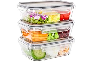 TUSEASY 1040ml Boite de Conservation Hermétique Alimentaire en Verre avec Couvercle, Récipient Meal Prep Lunch Box Boîte Repas, Rangement Cuisine, Tuperwear Micro-Ondable, Sans BPA
