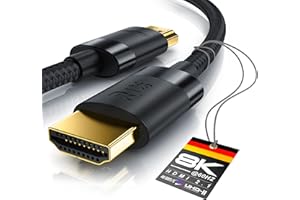 CSL-COMPUTER CSL - 8k / 4k HDMI Kabel 2.1/2.0-5m - 8K @ 60Hz / 120Hz - 4K @ 240Hz - 48 Gbit/s - 3D - Ultra High Speed mit Ethernet - TV Blu-ray PS5 Xbox Series X Switch - schwarz - 5 Meter