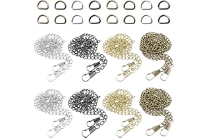 suaywo 8 Piezas Cadenas para Bolsos Viene con 16 Anillos en D Crochet 120 cm Cadena de Repuesto para Bolso con Cierres DIY Cadenas para Bolsos Oro Viejo Adecuado para Mochila Individual (4 Colores)