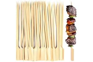 PEYGRE 100 Pieces Bamboo Paddle Skewers Sticks, Bamboo Barbecue Sticks Skewers 20 cm/7.87 inch for Barbeque, Cocktails, Fruit, Kebab, Burger, BBQ, Party Sticks Skewers
