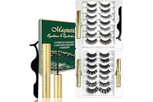 RECHOO Ciglia Magnetiche Con Eyeliner, 14 Paia di Ciglia Finte Con 3 Eyeliner, Impermeabile e a Prova di Sbavature, Ciglia Artificiali Naturali, Kit di Estensione Delle Ciglia Riutilizzabili (B)