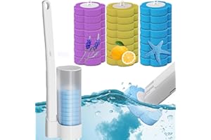 SUQ Kit de Barre de Toilette, Brosse de Toilette jetable, Brosse de Toilette avec Support, kit de système de Nettoyage jetable, Barre de Nettoyage de Toilette, Barre de Toilette avec 24 remplissages