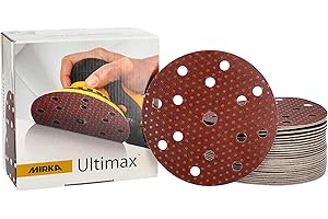 Mirka Ultimax Papier ścierny Ø 150mm rzep 15 otworów/ziarnistość P180 / 50 szt/Do szlifierek 150mm / Szlifowanie miękkiego i twardego drewna, materiałów mineralnych, lakierów starych twardych
