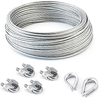100m DRAHTSEIL SET 6mm 6x7+FC + 4 x SEILKLEMMEN 6mm DIN 741 + 2 x KAUSCHE 6mm verzinkt Stahlseil Forstseil Windenseil…