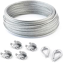 Produktbild von 20m Drahtseil-Set 6mm 6x19+FC – Verzinkt, Mit 4 Seilklemmen DIN 741 & 2 Kauschen, Für Hebe- Und Förders