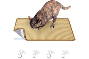 Domkan Tappetino Tiragraffi per Gatti, Tappeto Gatto Antiscivolo, Tappeto per Gatti Sisal Antigraffio Resistente Graffi, per Parete e Angolo, Protegge Tappeti e Divani, 60x40cm, Bianco, With 4 Spikes