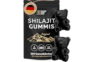 ‎5 ELEMENTUM Original Shilajit Gummies – 100% Natürlich, Vegan & Zuckerfrei – Mit 71% Fulvinsäure – Energie & Verträglichkeit – 120 Gummibärchen