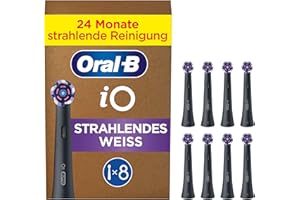 ‎ORAL-B Oral-B iO Strahlendes Weiss Aufsteckbürsten — ORIGINAL Zahnbürstenaufsatz für Elektrische Oral-B iO Zahnbürsten, Zahnaufhellung für weißere Zähne — Schwarz, 8 Stück