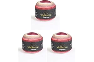 WOLLBIENE Cupcake, 3 gomitoli di lana turca da 150 g, 450 g, per lavorare a maglia e all'uncinetto, lana turca, colore sfumato (bacca beige, marrone 3080)