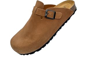 GONKOS®, Zuecos de Piel con Plantilla de Corcho, Piel Autentica, Corcho Natural, Hebilla Ajustables al Pie, Sandalias Hombre/Mujer, Suela Antideslizante EVA, Sandalias de Calidad Hechas en España