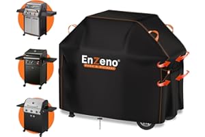 Enzeno Odporna na warunki atmosferyczne osłona do grilla gazowego, pyłoszczelna plandeka do grilla na Weber, Brinkmann, Char Broil, 132 x 66 x 110 cm, czarna