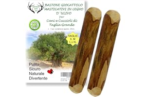 ARTISAN GIFT CO Bastone da Masticare/Rosicchiare in Legno d‘Ulivo per Cani (L - 20cm) Confezione Risparmio 2 pz.