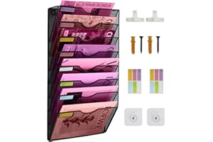 ideallife Zeitschriftenhalter Wand 8 Fächer - Wandtasche, Aktenhalter, Post-Organizer, Zeitschriftenaufbewahrung, Schreibtisch-Organizer für Schreibwaren, A4