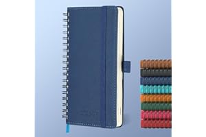 IN-LUXPRO Agenda 2025 2026: De poche Agenda Semainier et Carnet de Notes Spirale Petit A6(16,6x9,7 cm)18 Mois Planner Du Juillet.25 à Déc.26 Scolaire PU Cuir,Onglets Mensuels,Papier 80g/m² Bleu marine